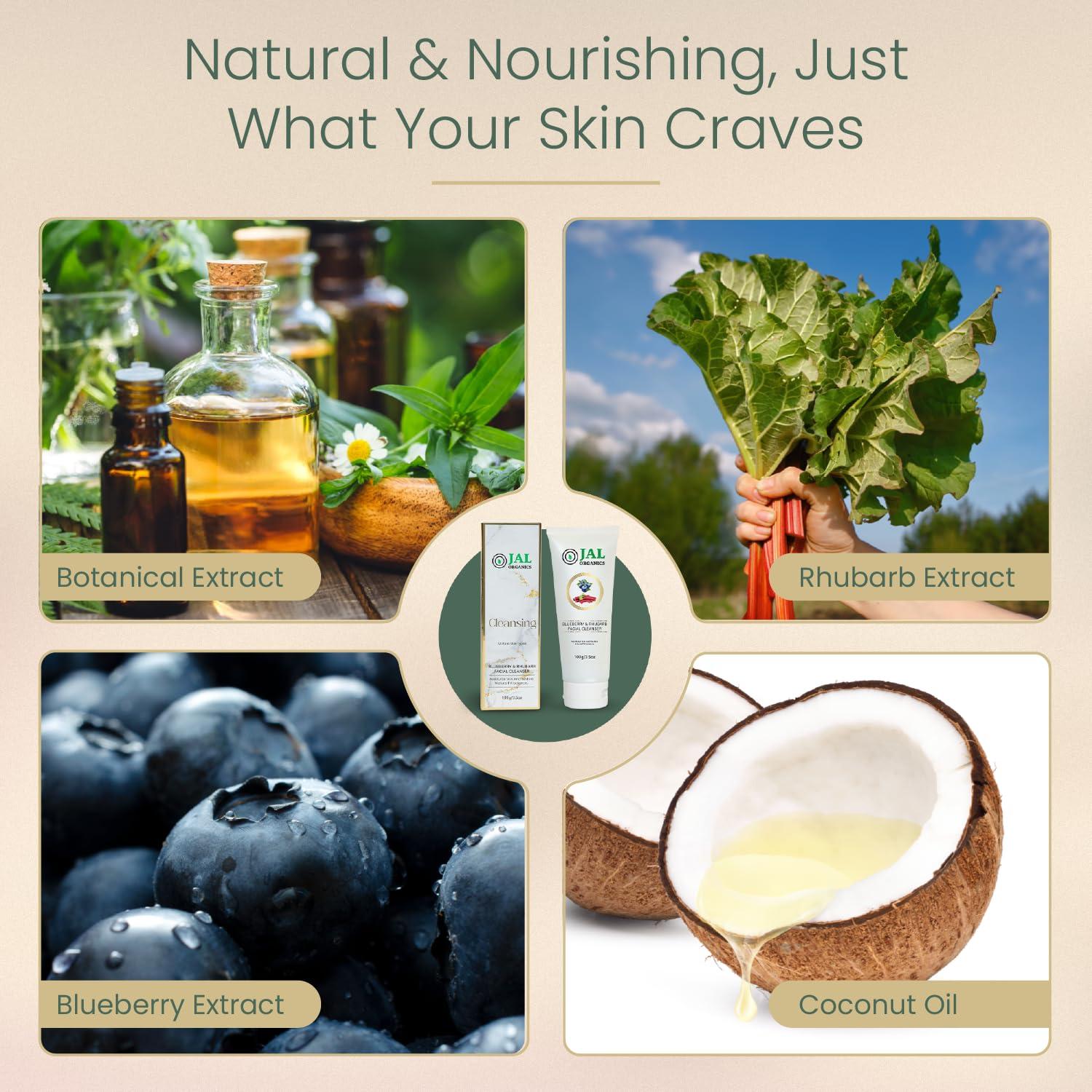 Limpiador Facial Suave Jal Organics 132g Arándano Ruibarbo