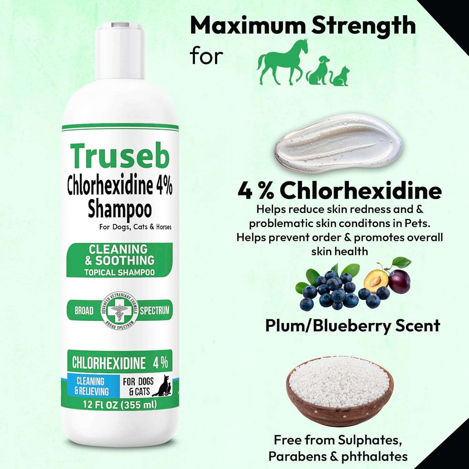 Champú Truseb Clorhexidina 4% para Perros y Gatos 340g