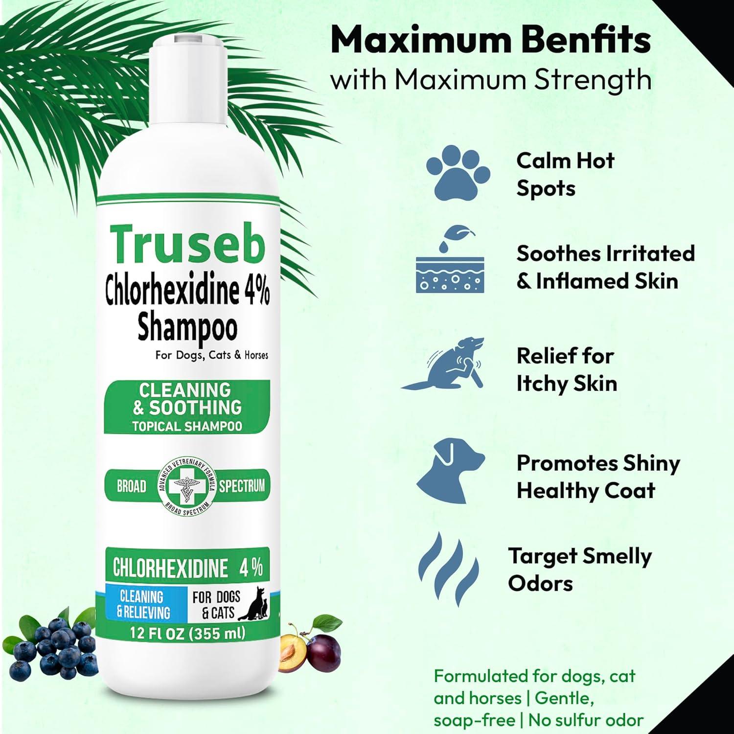 Champú Truseb Clorhexidina 4% para Perros y Gatos 340g