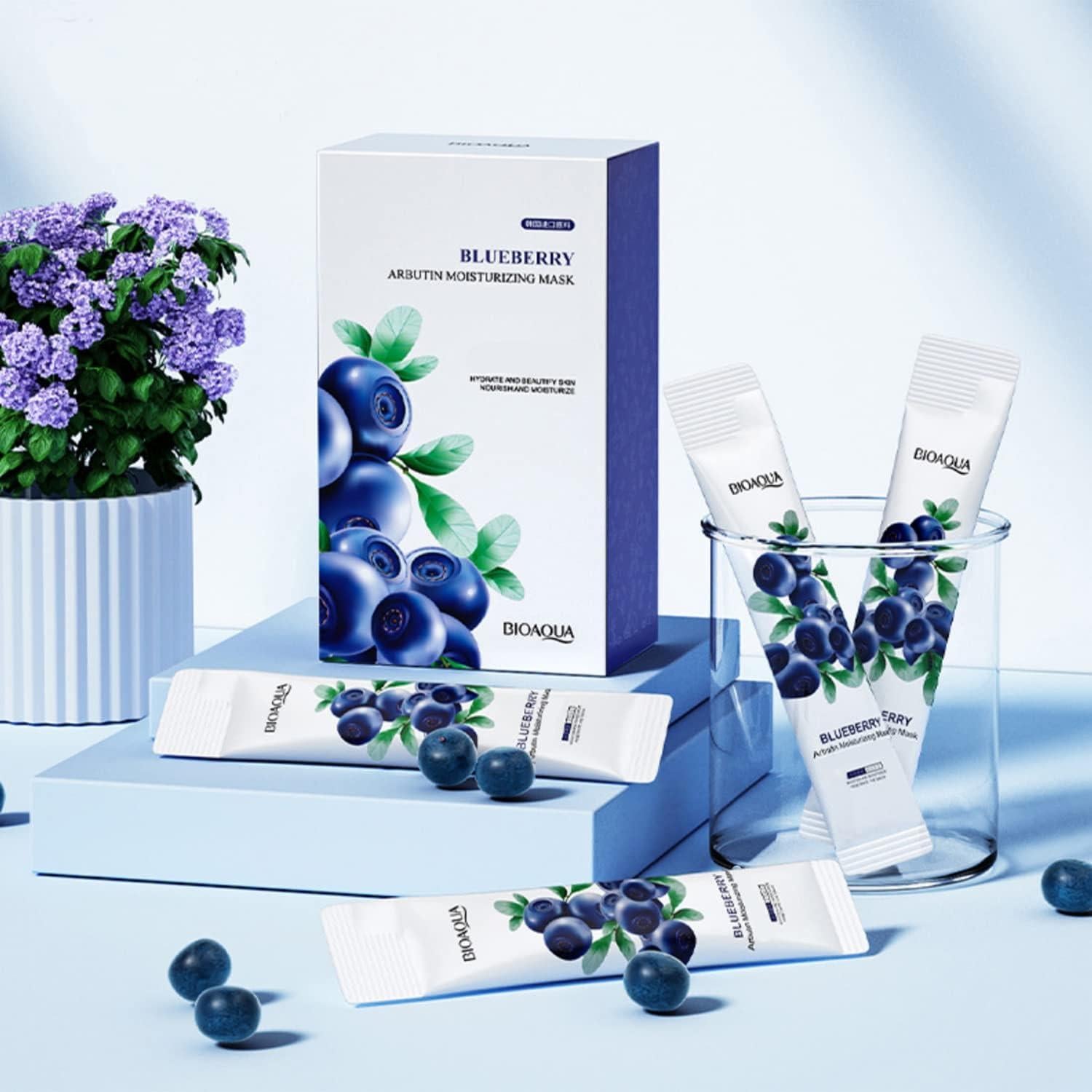 Mascarilla Facial Hidratante BIOAQUA Arbutina Arándano 20 Paquetes