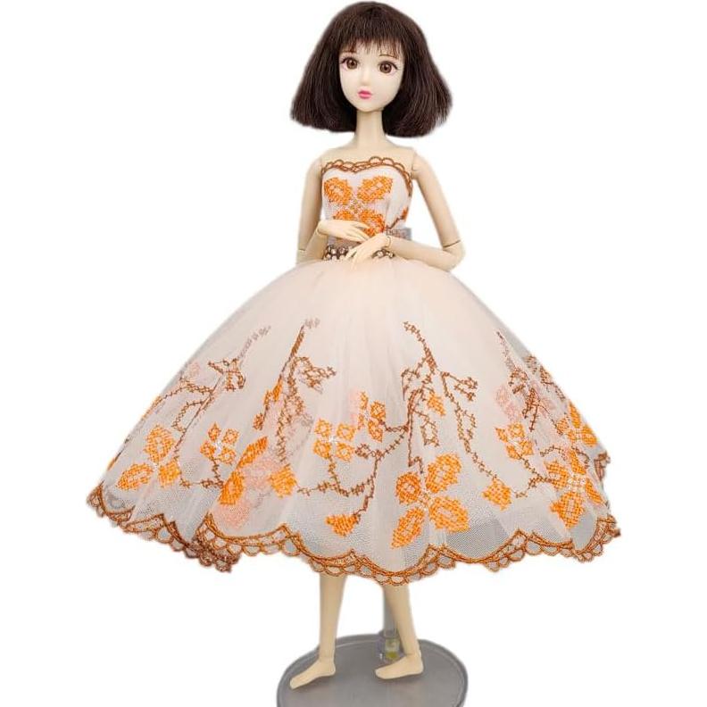 Vestido de Ballet para Muñeca HWKJ Tutu Naranja 3 Capas