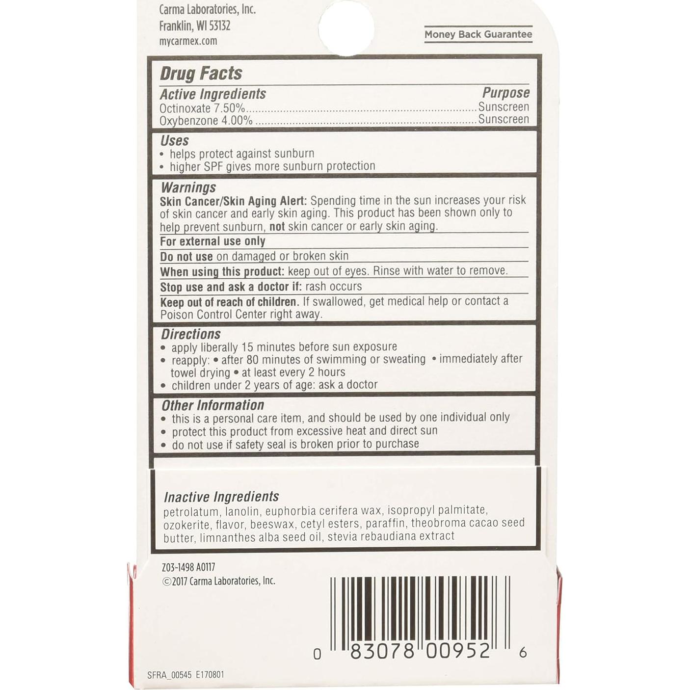 Bálsamo Labial en Barra Carmex Fresa 3 Unidades SPF 15