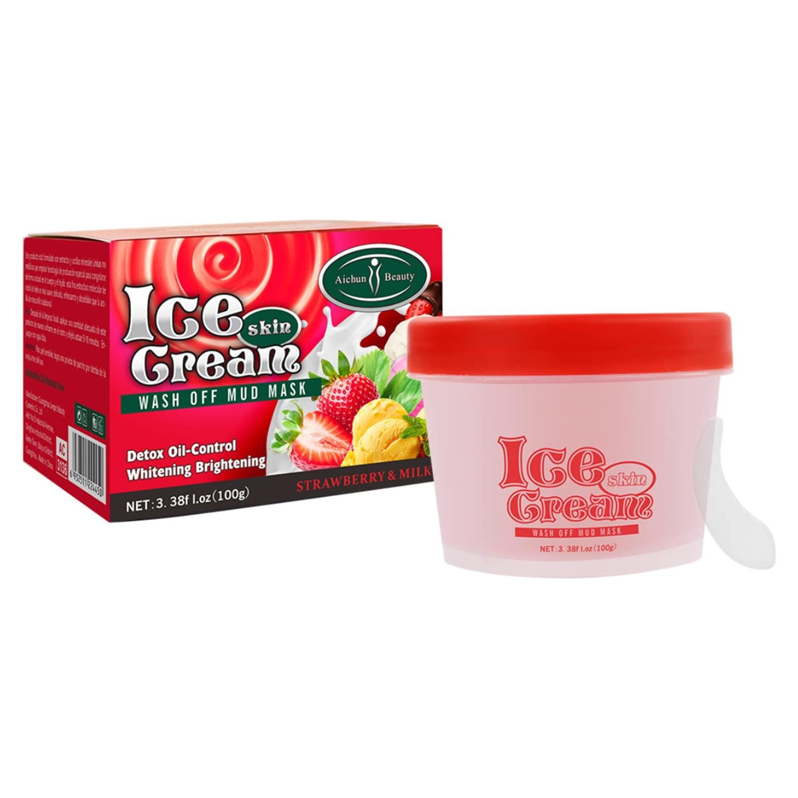 Mascarilla Facial AICHUN BEAUTY Arcilla Helada 100g Fresa y Leche