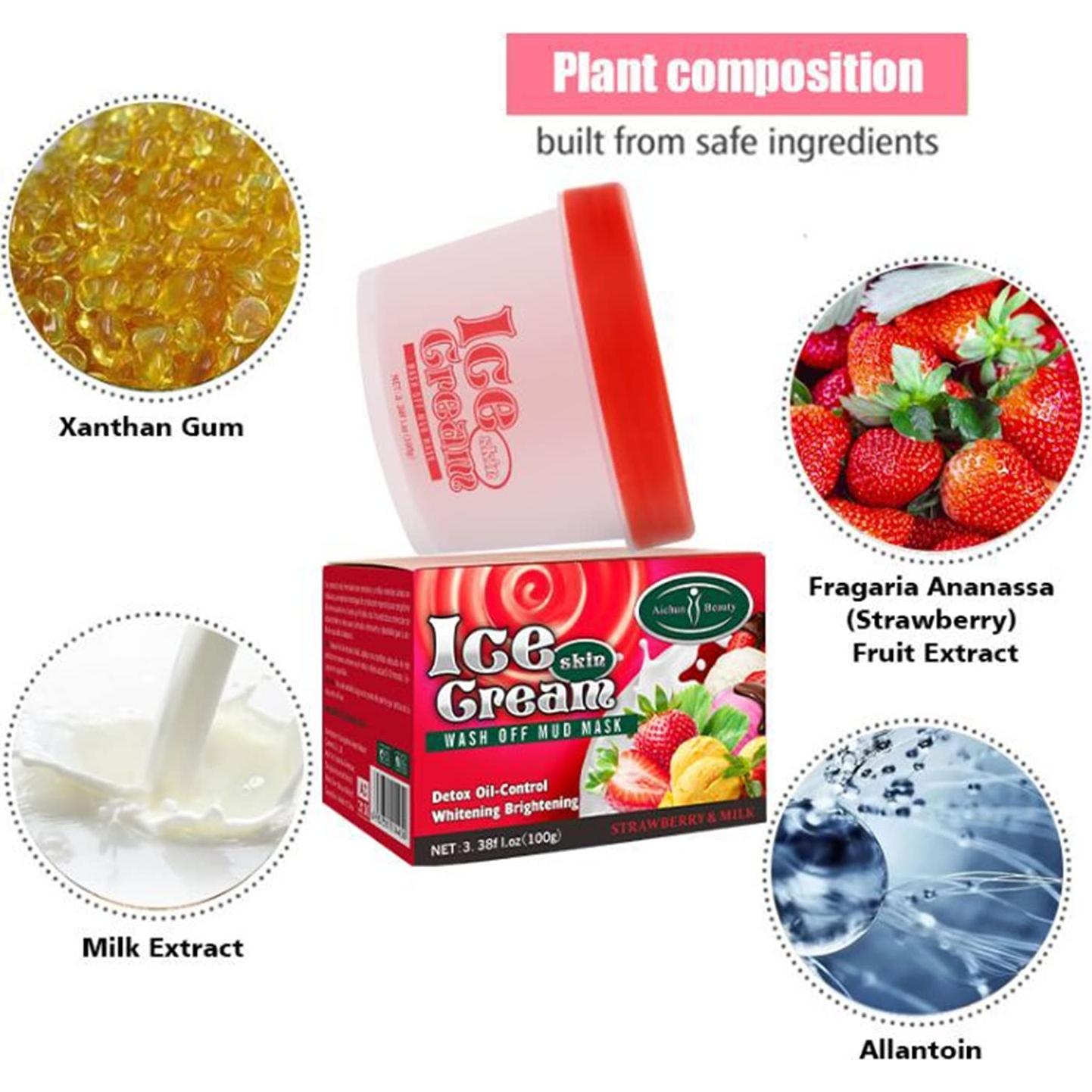 Mascarilla Facial AICHUN BEAUTY Arcilla Helada 100g Fresa y Leche