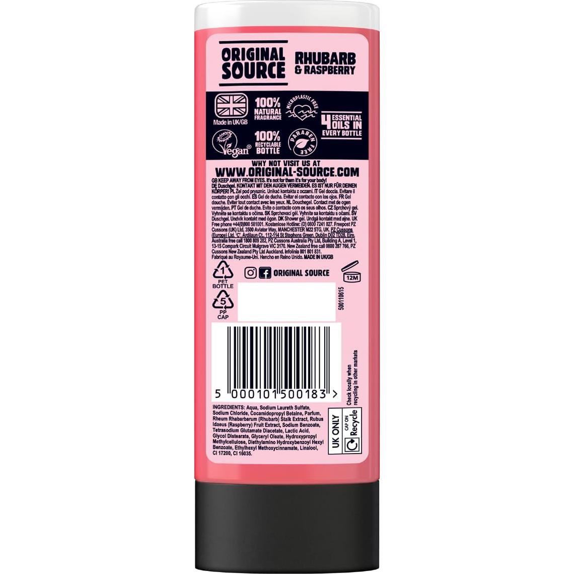 Gel de Ducha Original Source Ruibarbo y Frambuesa 250ml