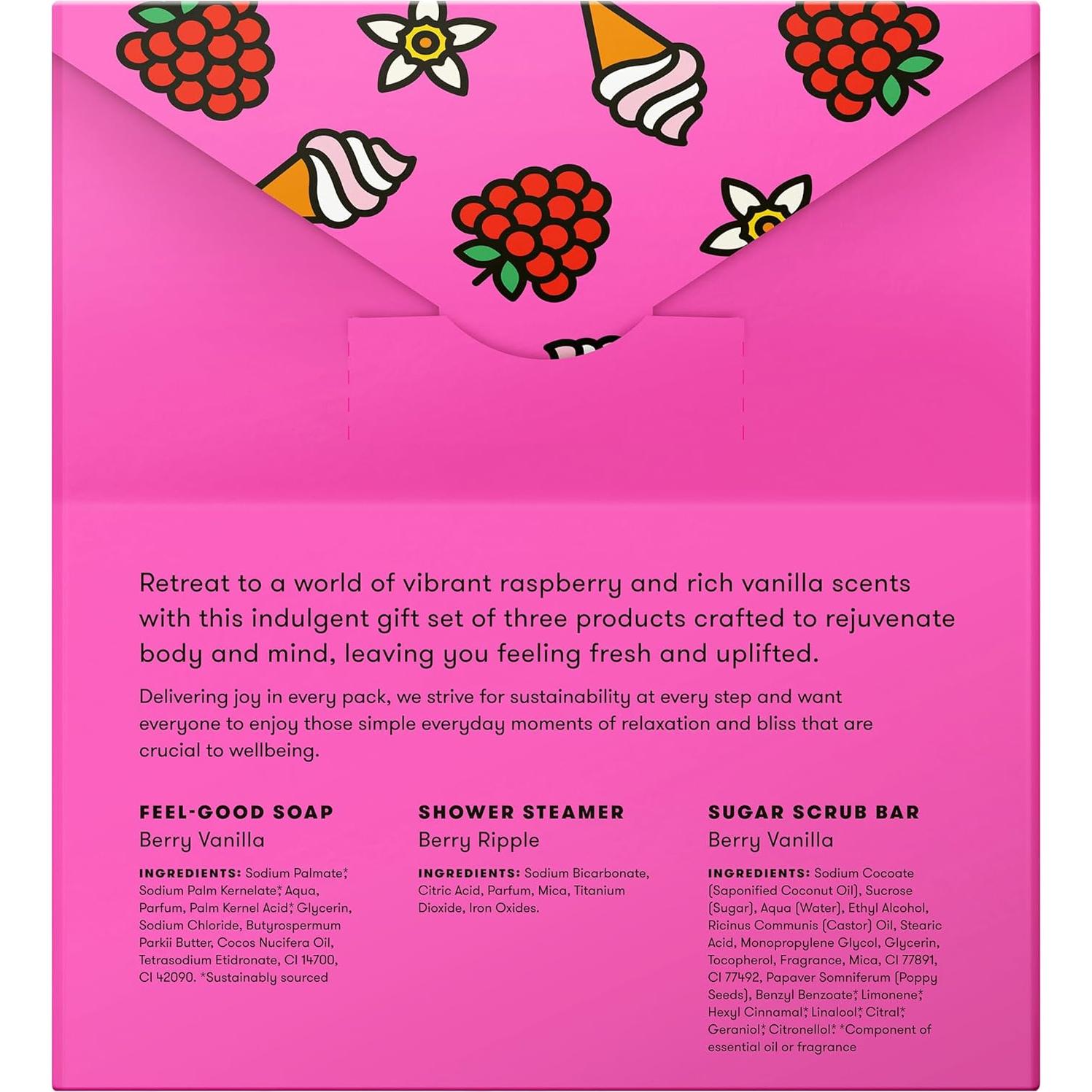 Conjunto de Regalo de Ducha Berry Burst Anihana - Jabón, Vaporera y Exfoliante