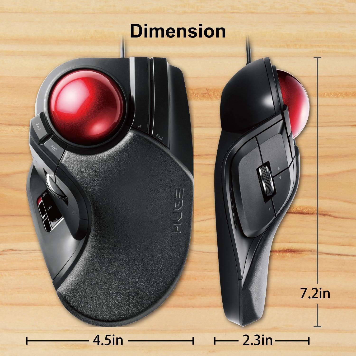 Mouse Trackball ELECOM M-HT1URBK Cableado 8 Botones 52mm