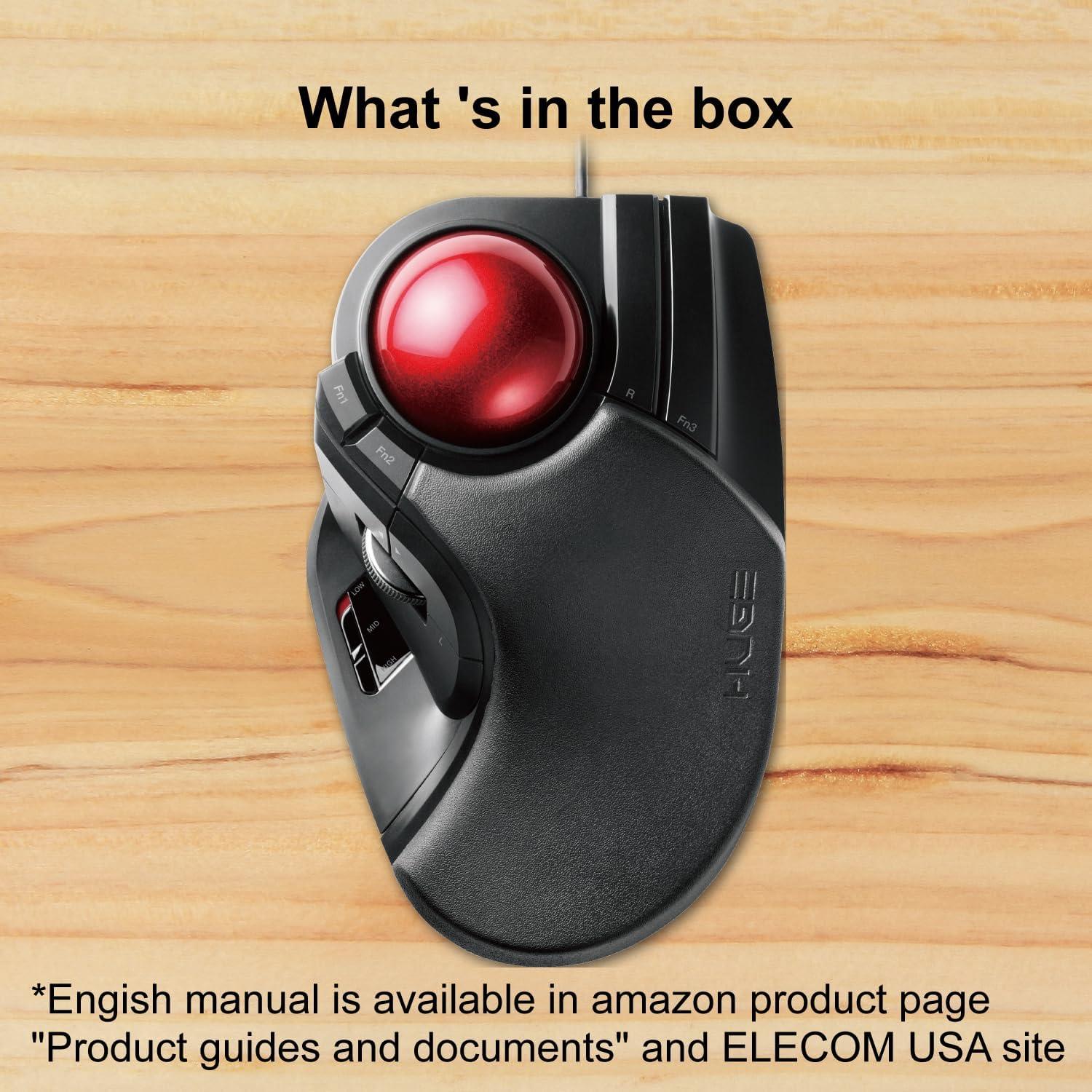 Mouse Trackball ELECOM M-HT1URBK Cableado 8 Botones 52mm