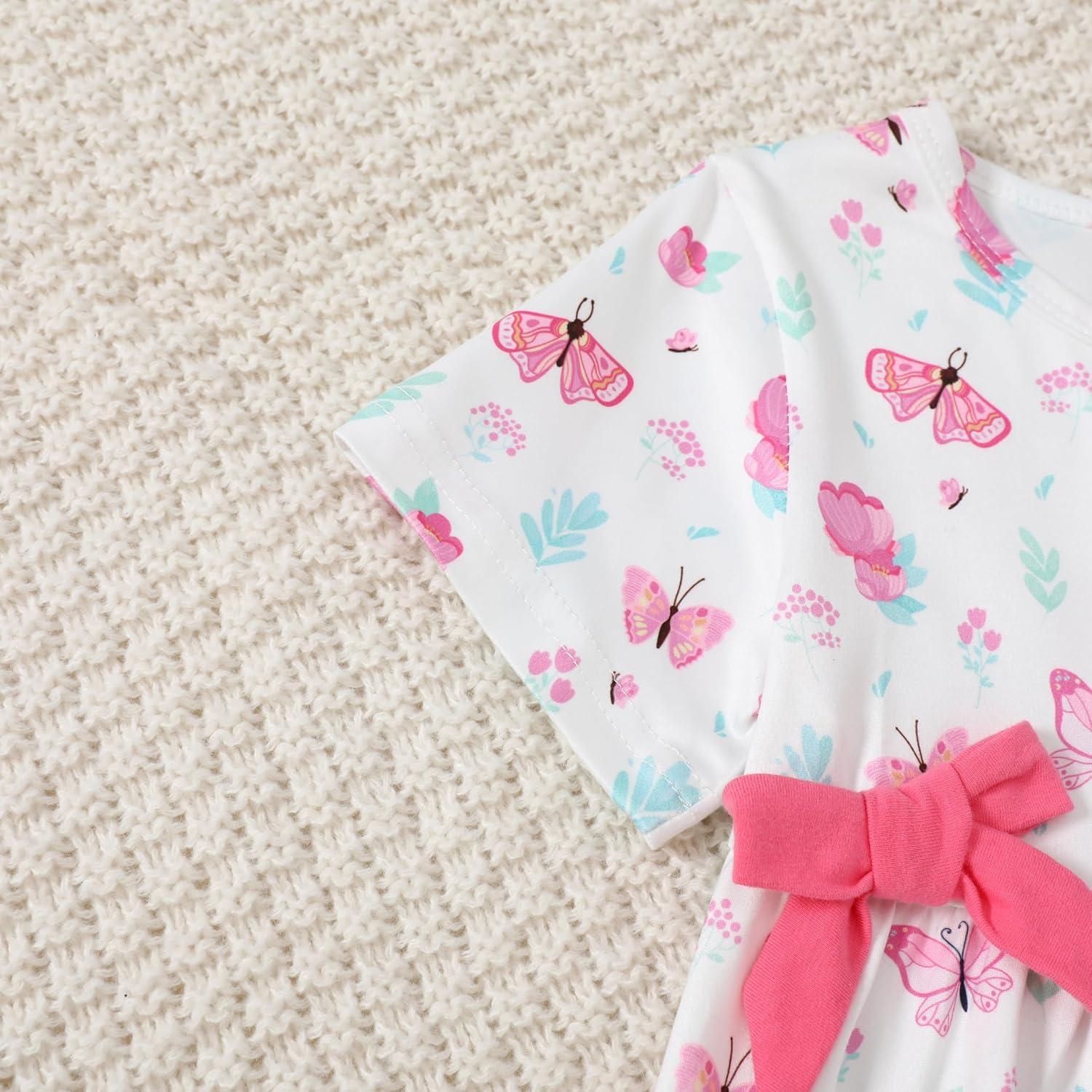 YALLET Conjunto Ropa Verano Niña 3 Piezas Rosa 6-12 Meses