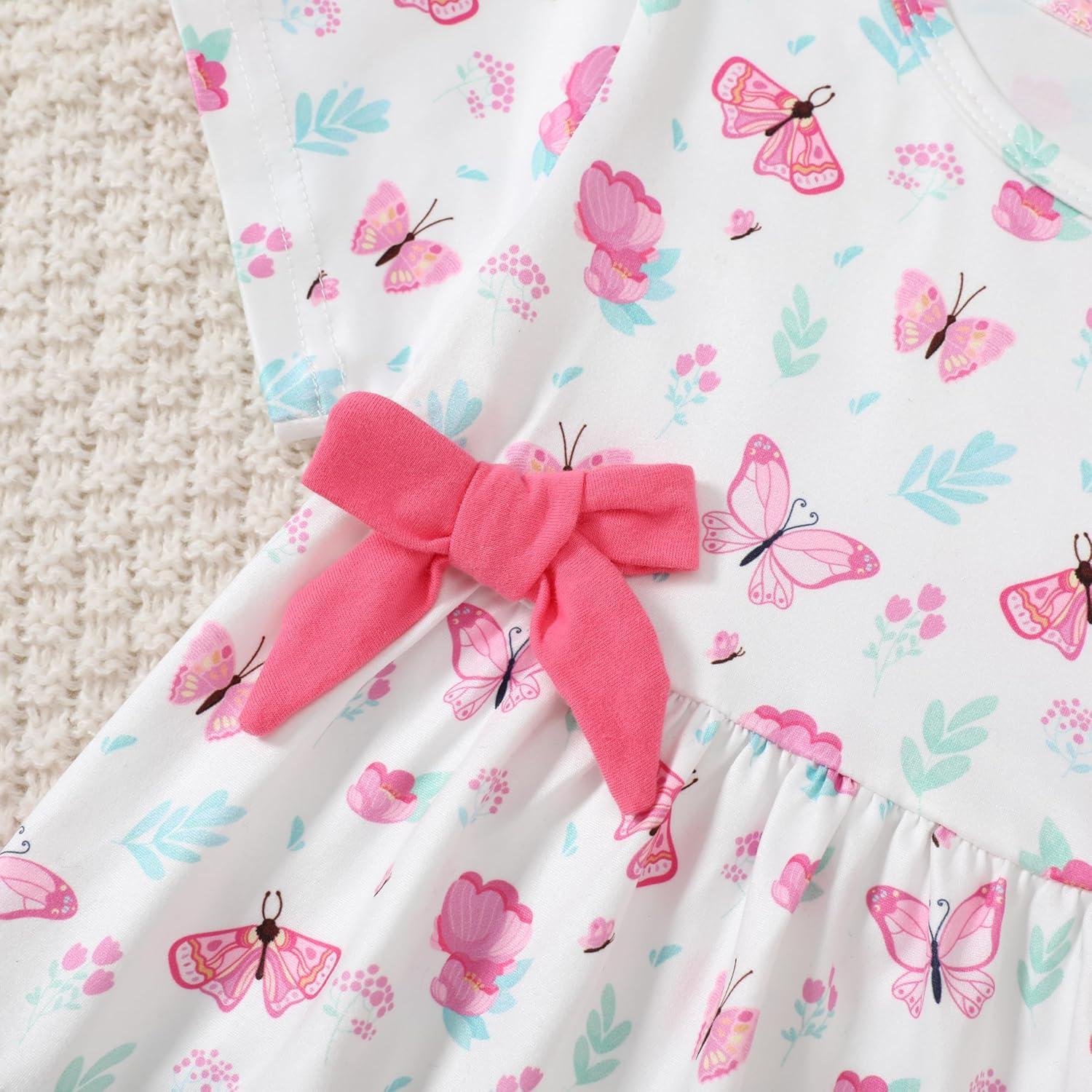 YALLET Conjunto Ropa Verano Niña 18-24 Meses Mariposa Rosa