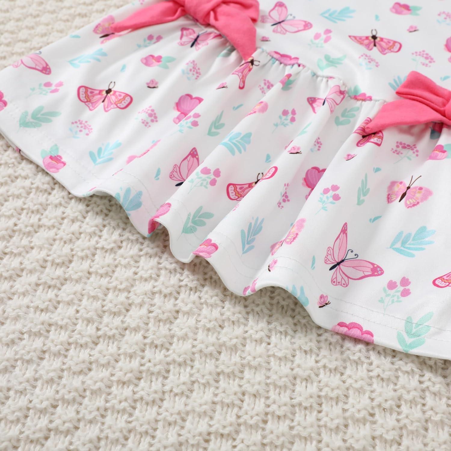 YALLET Conjunto Ropa Verano Niña 18-24 Meses Mariposa Rosa