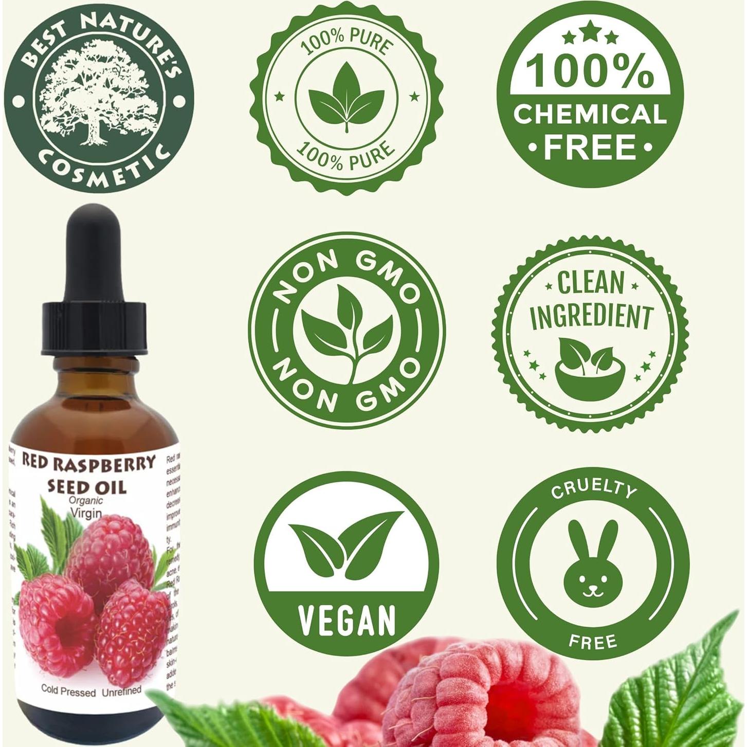 Aceite de Semilla de Frambuesa Roja 100% Puro 60 ml - Mejores Cosméticos Naturales