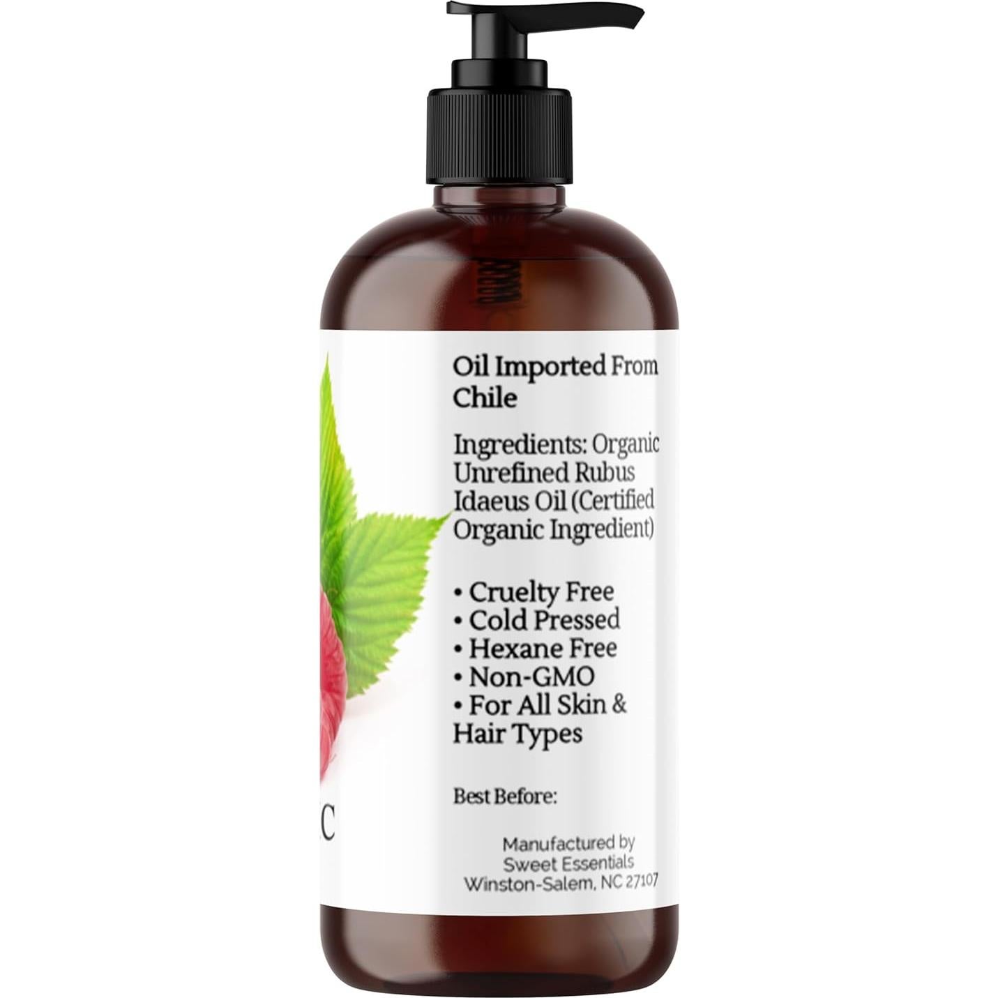 Aceite de Semilla de Frambuesa Roja Orgánico Esenciales Dulces 453g