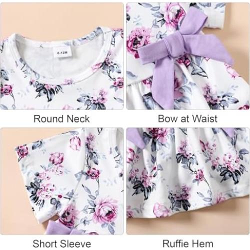 YALLET Conjunto Ropa Verano Niña 3 Piezas 18-24 Meses