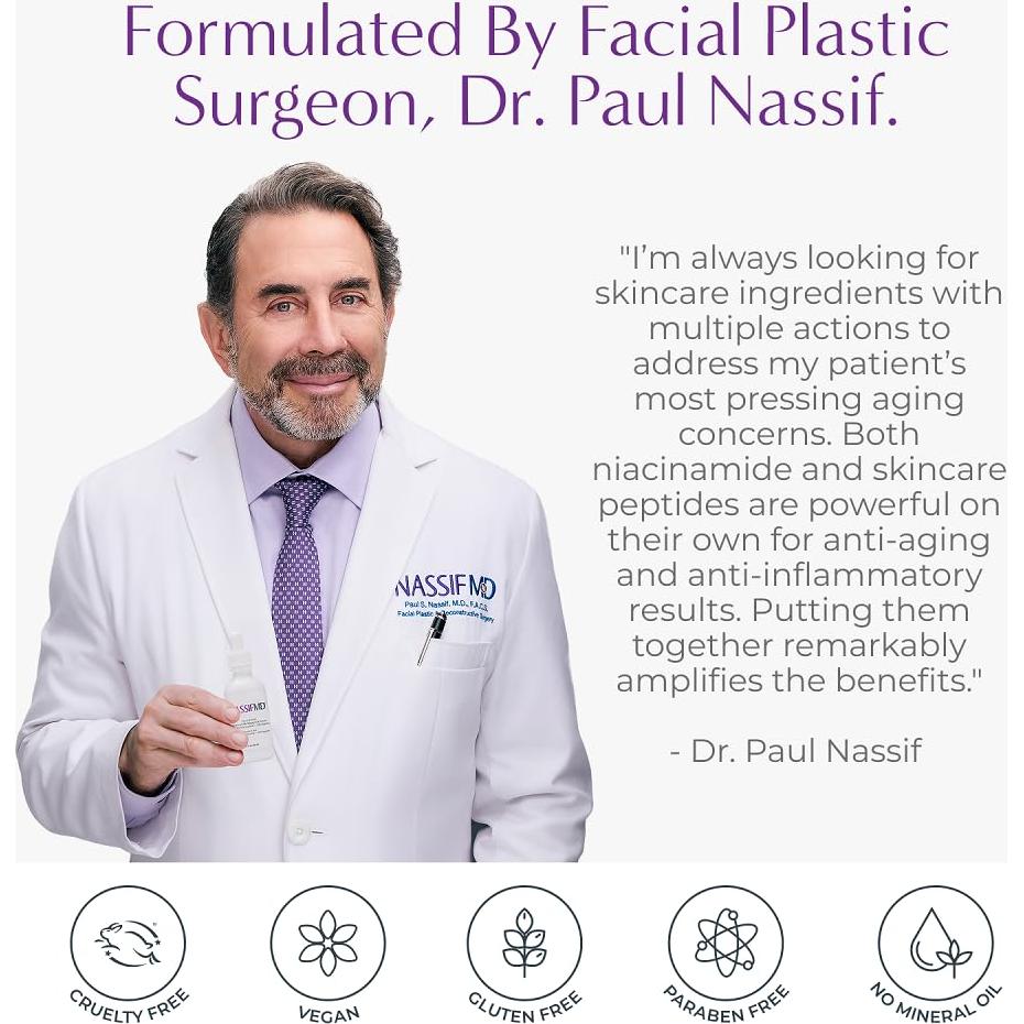 Suero Facial NassifMD Niacinamida 10% con Biopeptidos 30ml