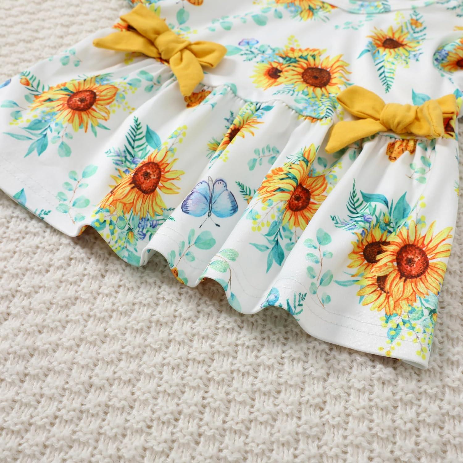 YALLET Conjunto Ropa Verano Niña 3 Piezas Girasol Amarillo