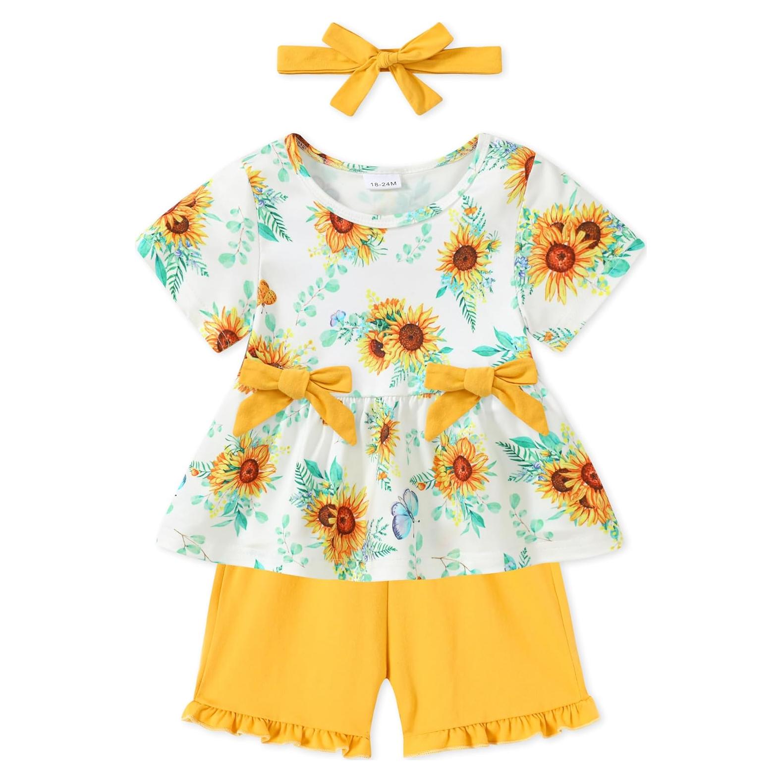 YALLET Conjunto Ropa Verano Niña 3 Piezas Amarillo
