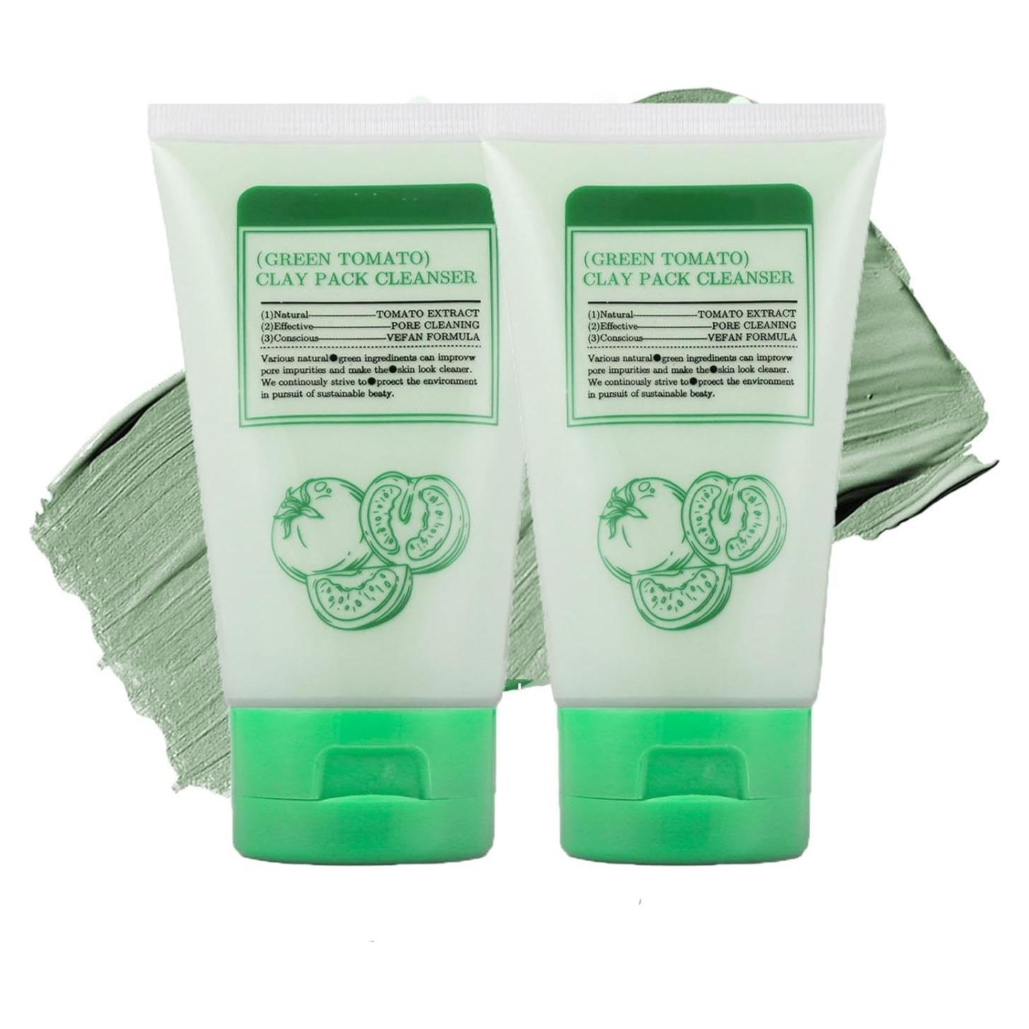 Mascarilla de Arcilla de Tomate Verde Jsykt - 2 Piezas, Limpieza Profunda