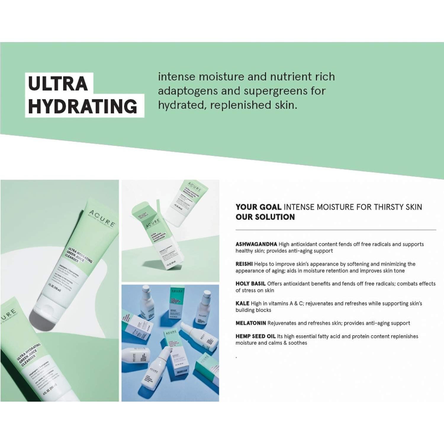 Crema Facial Ultra Hidratante 12 Horas Acure 50 ml Vegana