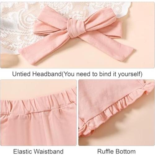 YALLET Conjunto Ropa Verano Niña 6-12 Meses Rosa 3 Piezas