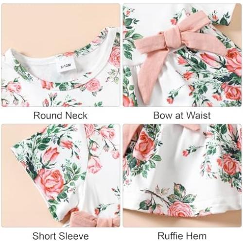 YALLET Conjunto Ropa Verano Niña 6-12 Meses Rosa 3 Piezas