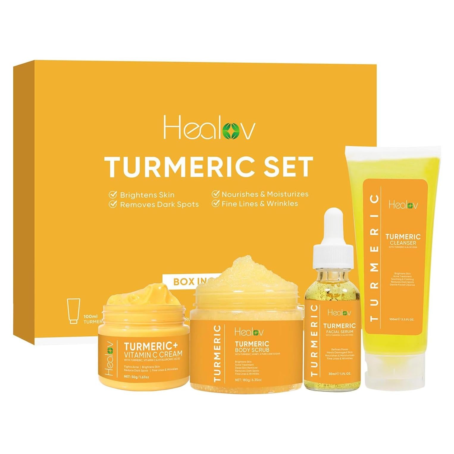 Kit de Cuidado de la Piel Healov con Cúrcuma - 4 Productos