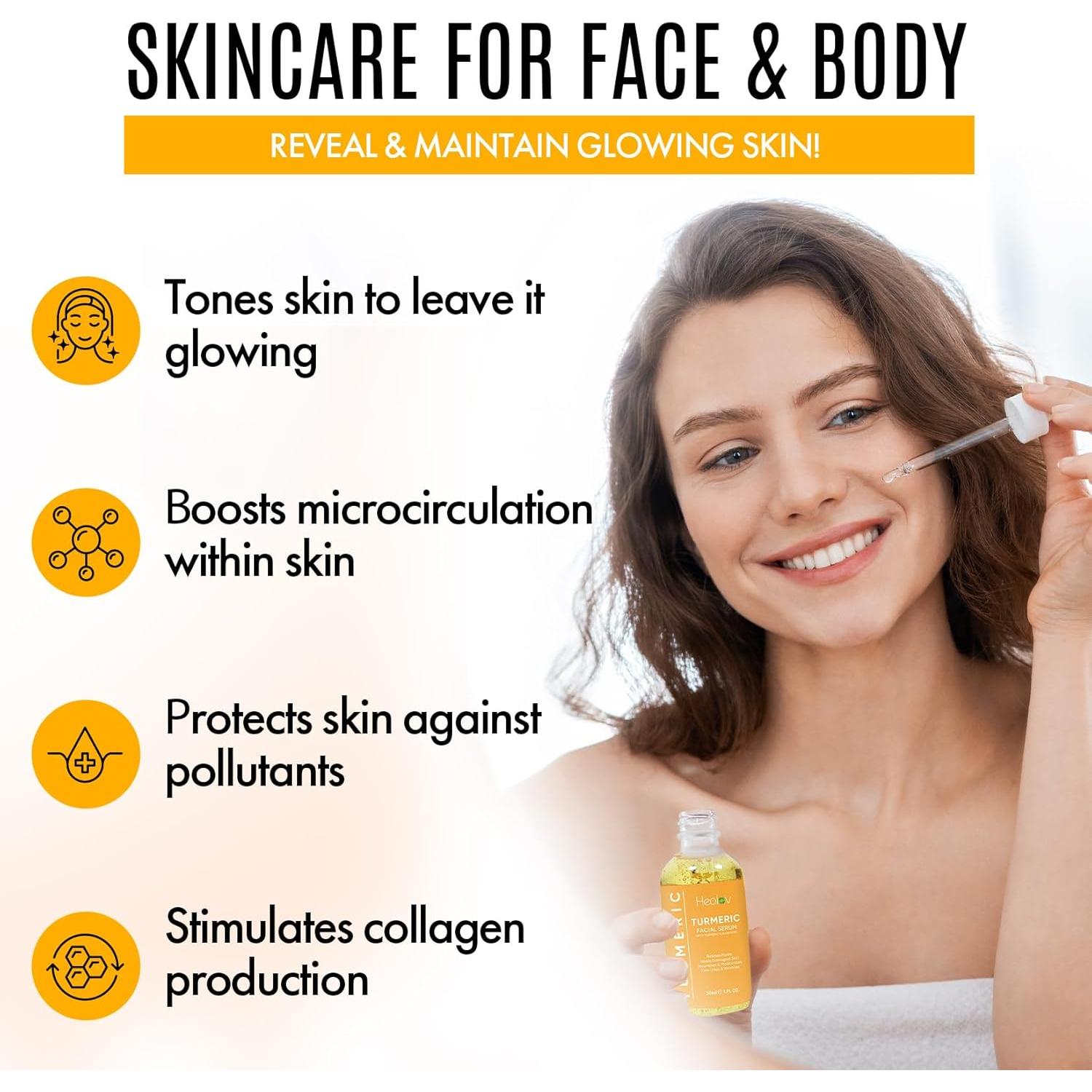 Kit de Cuidado de la Piel Healov con Cúrcuma - 4 Productos