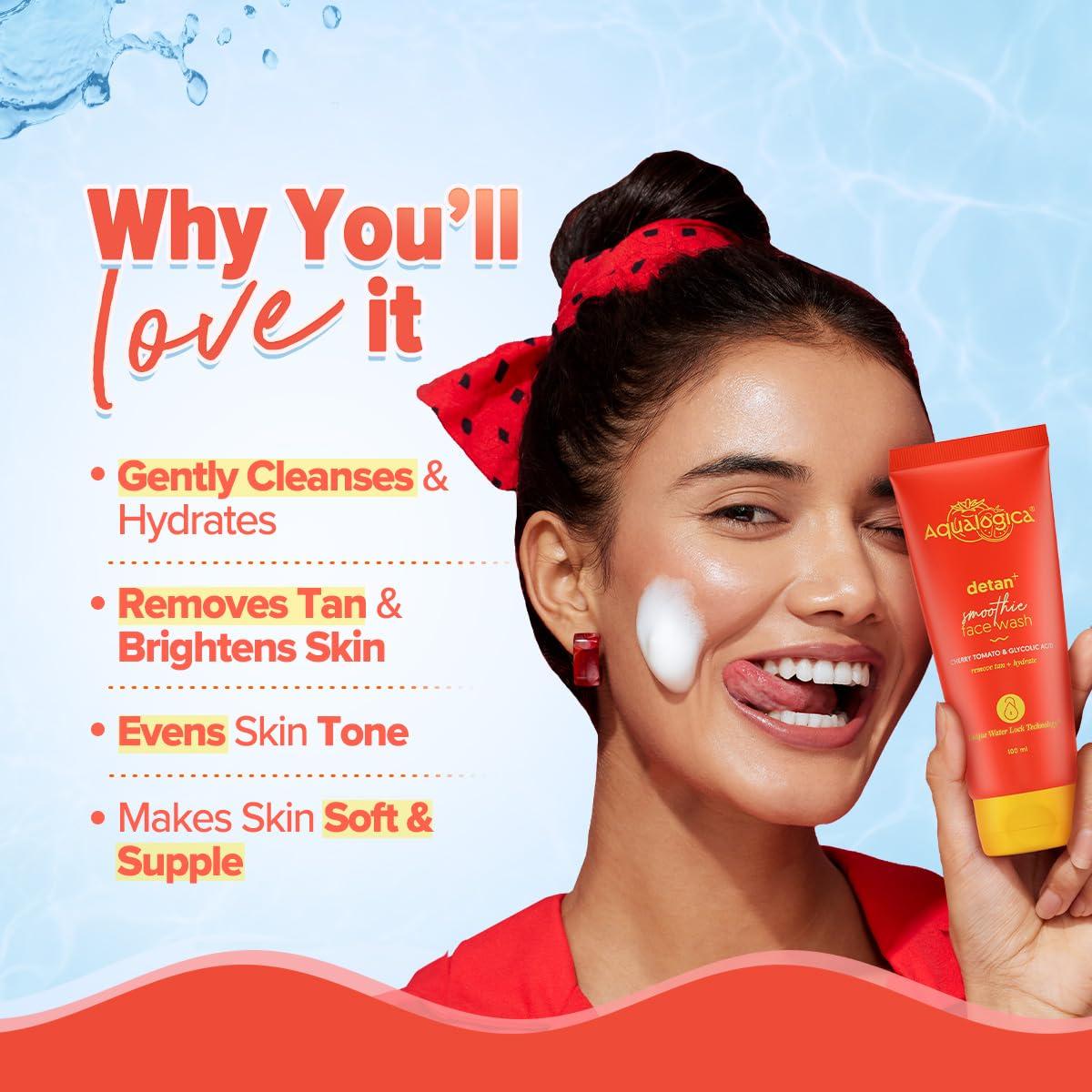 Limpiador Facial Smoothie Aqualogica Detan+ 100ml con Tomate Cherry