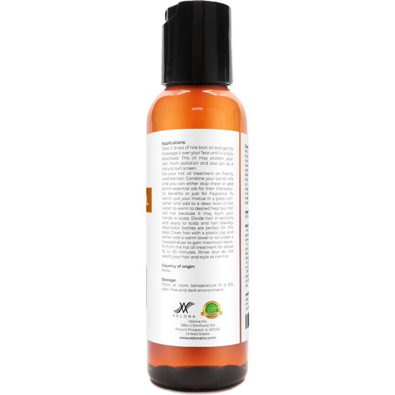 Aceite de Salvado de Arroz Velona 59.15 ml 100% Puro Natural