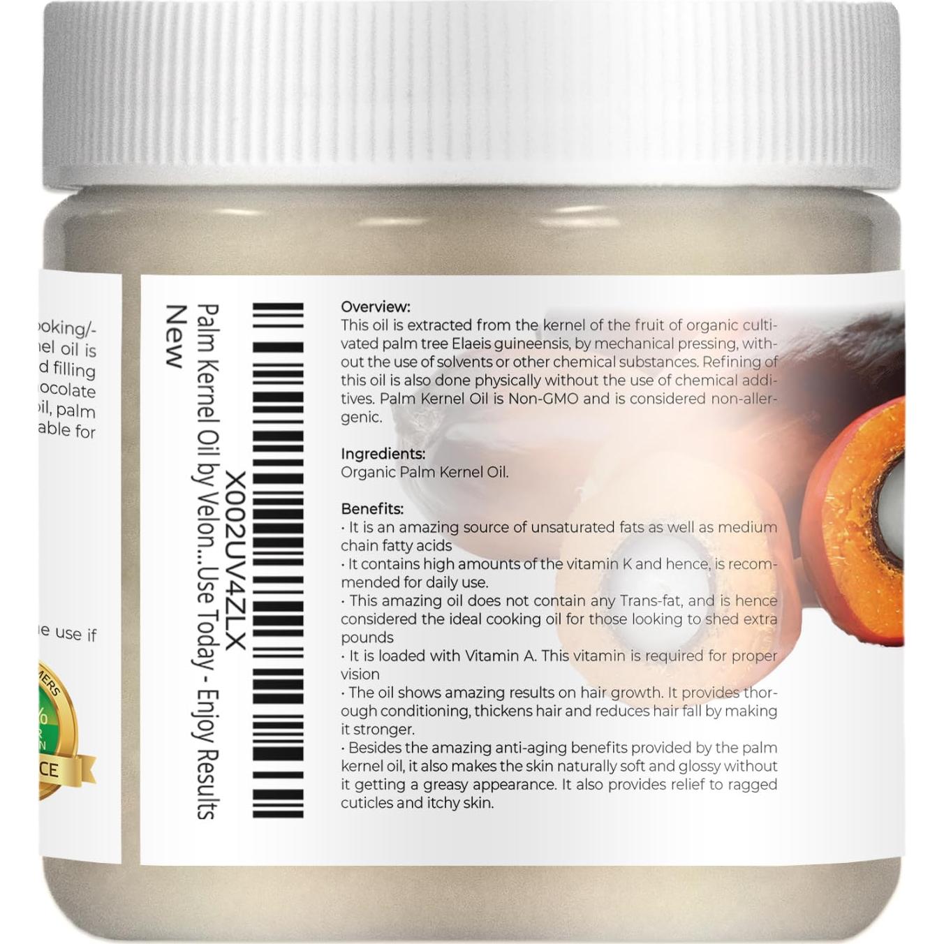 Aceite de Palma de Núcleo Orgánico Velona 118 ml - 100% Puro