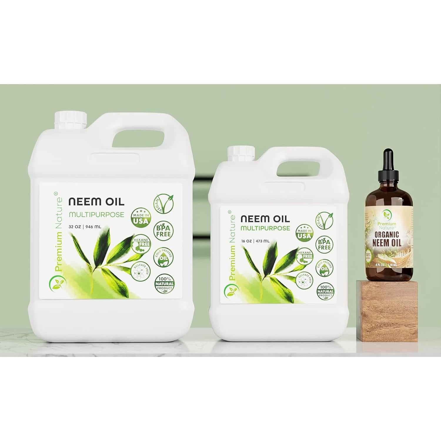 Aceite de Neem Puro Premium Nature 473 ml para Jardinería y Belleza