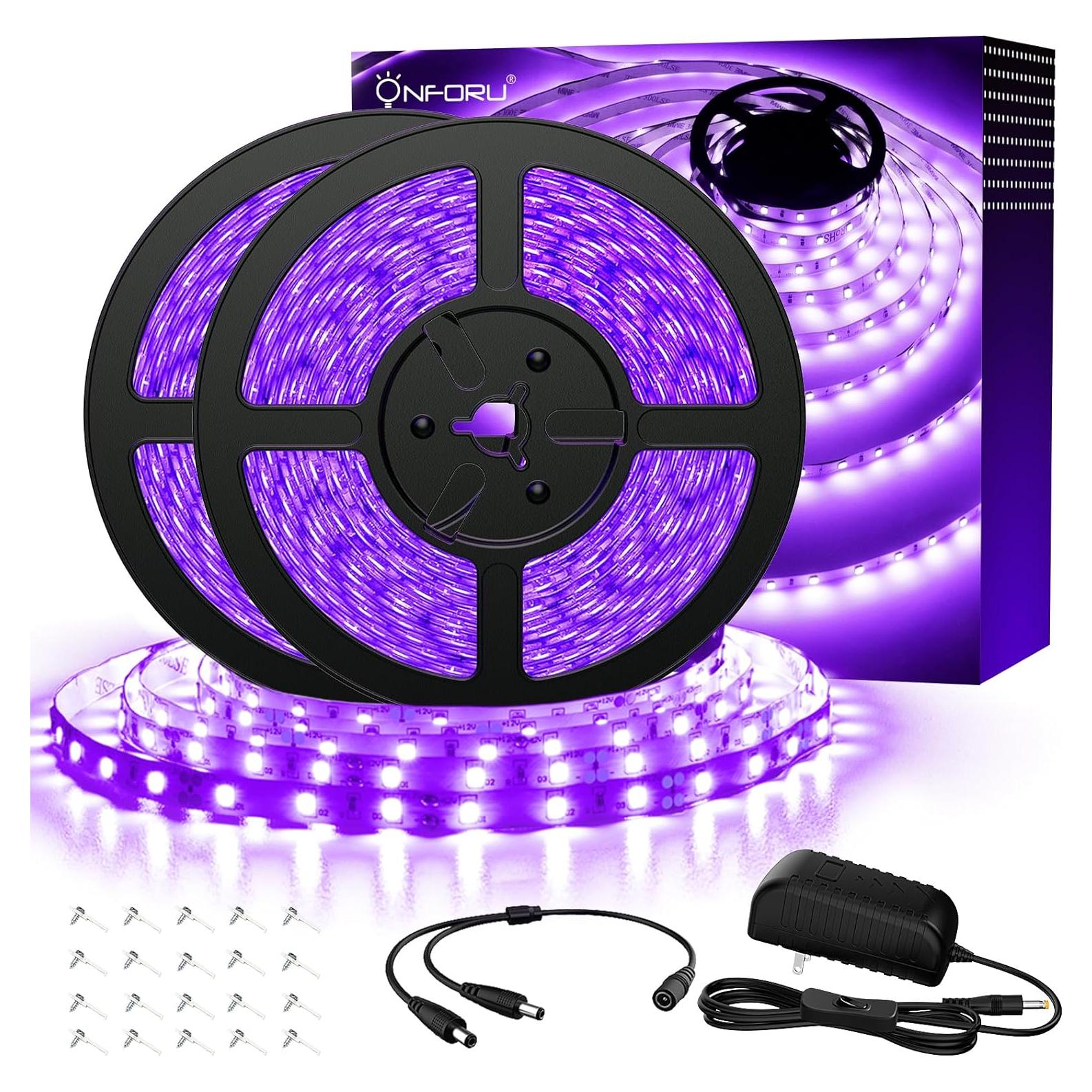 Tira de Luz Negra LED Onforu 20m 1200 LEDs para Fiestas