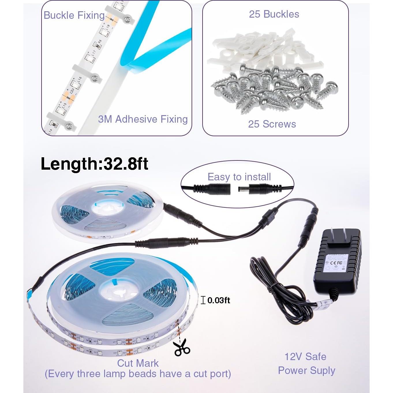 Tira de Luz Negra LED Onforu 20m 1200 LEDs para Fiestas