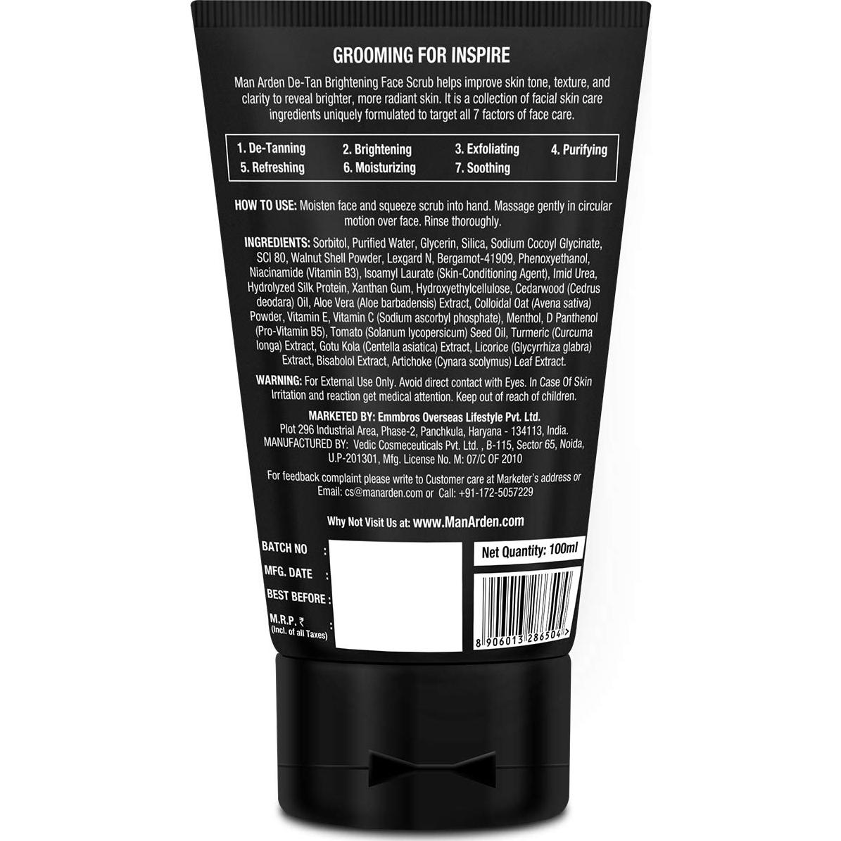 Exfoliante Facial Iluminador Man Arden 100ml - Elimina Bronceado