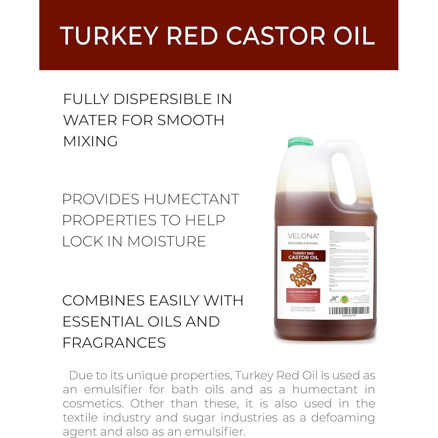 Aceite de Ricino Rojo Velona 3.3L 100% Puro y Natural