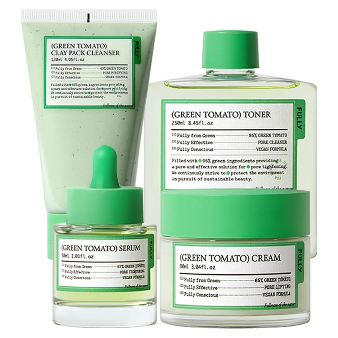 Kit de Cuidado Facial Fully con Extracto de Tomate Verde - Hidratación y Reducción de Poros