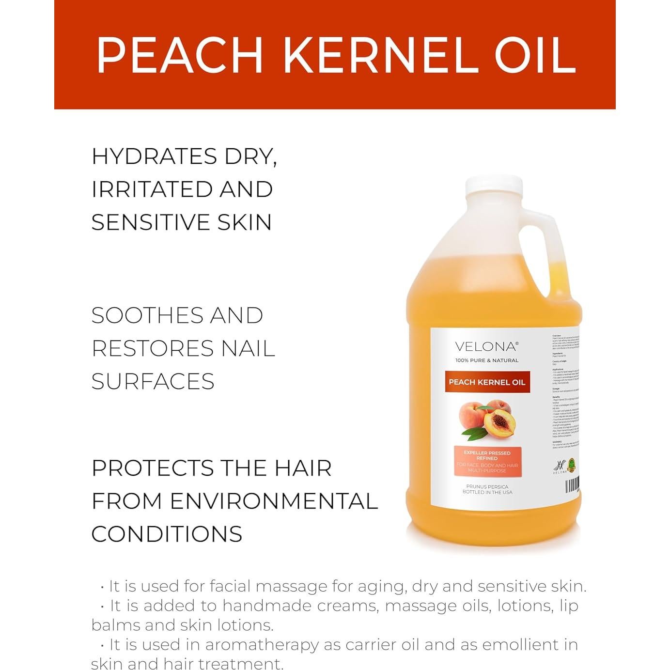 Aceite de Hueso de Durazno Velona 3.4 kg | 100% Puro y Natural