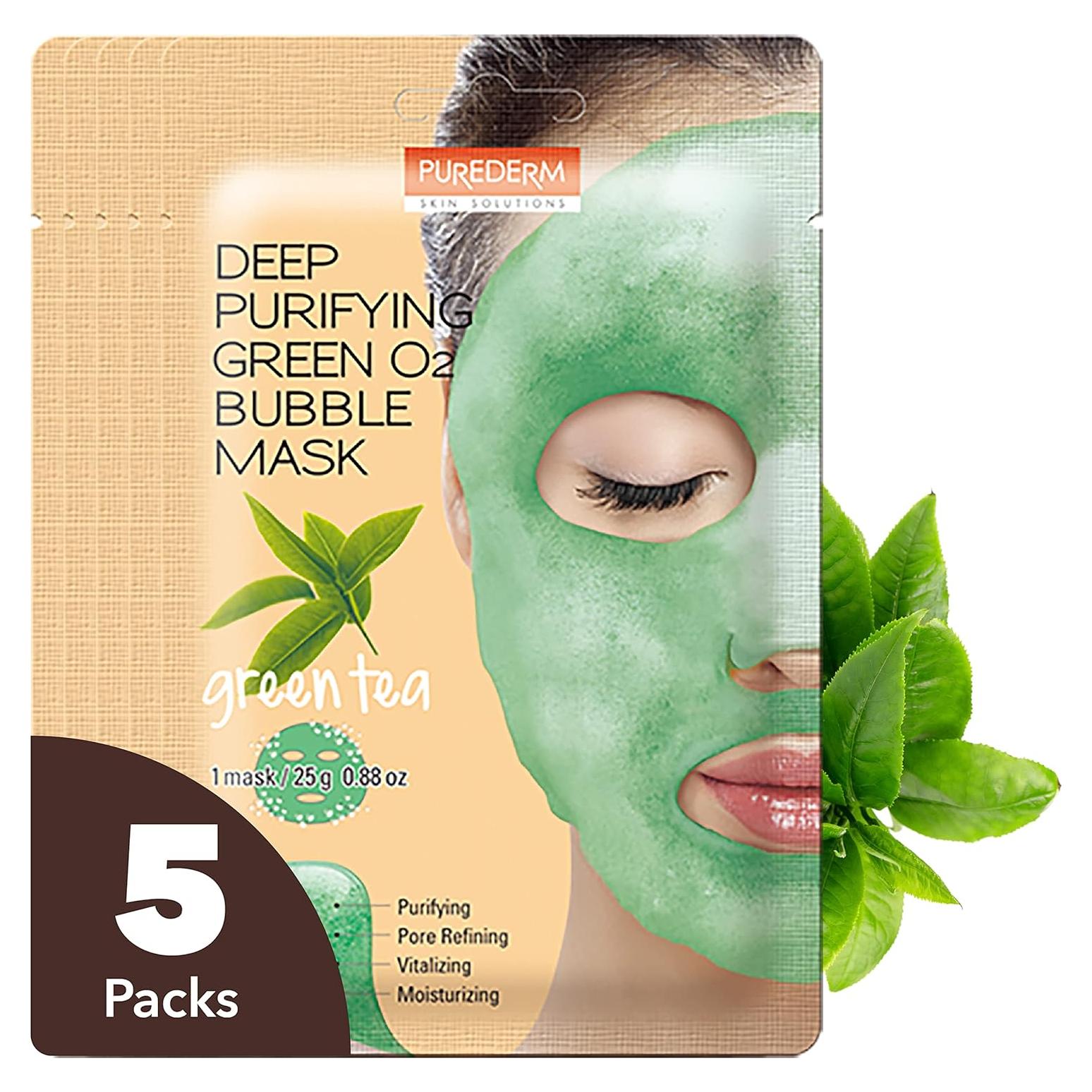 Mascarilla Burbujeante Purificante Verde O2 PUREDERM 5ea 25g
