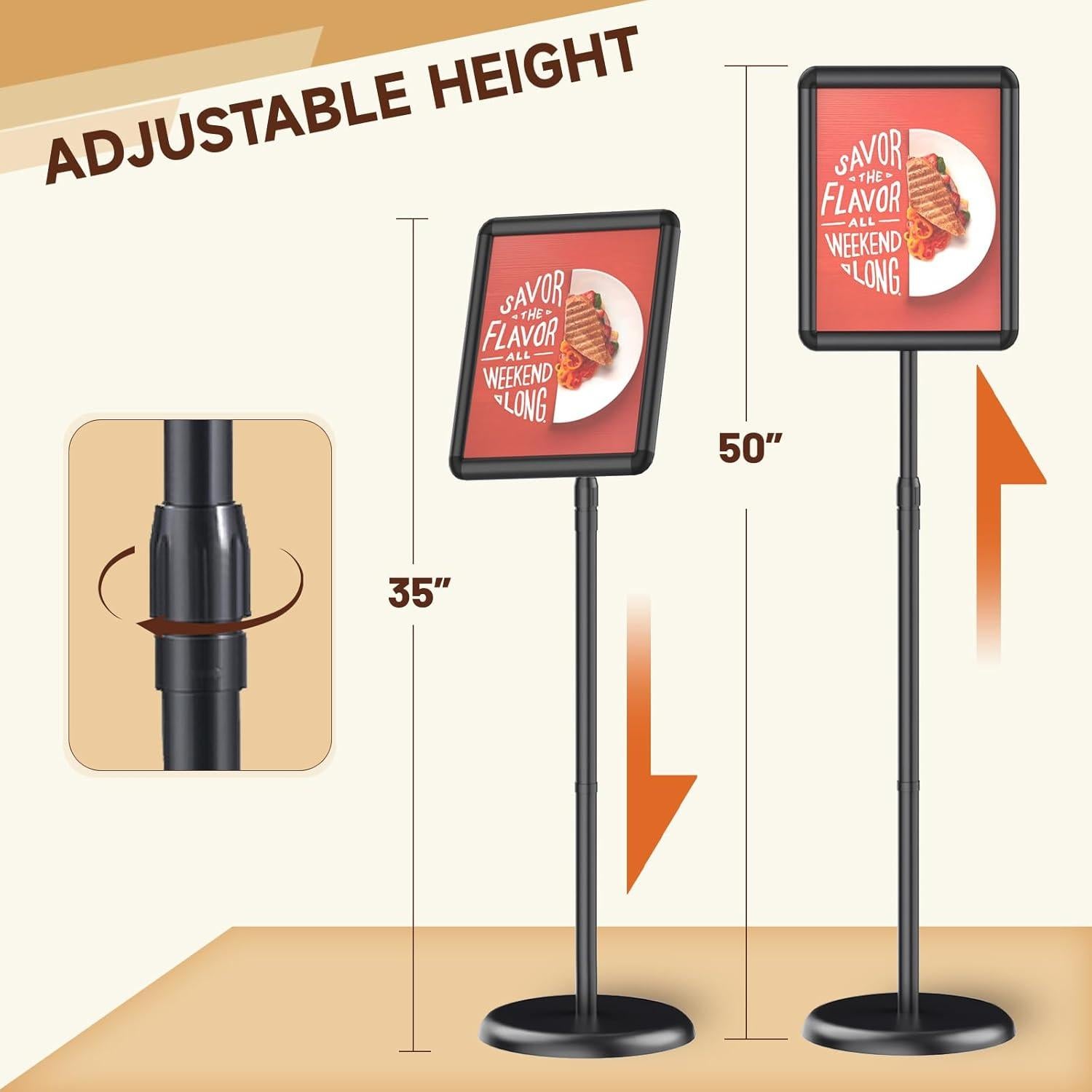 Soporte de Cartel de Piso Newzueby Ajustable 38-50" Negro