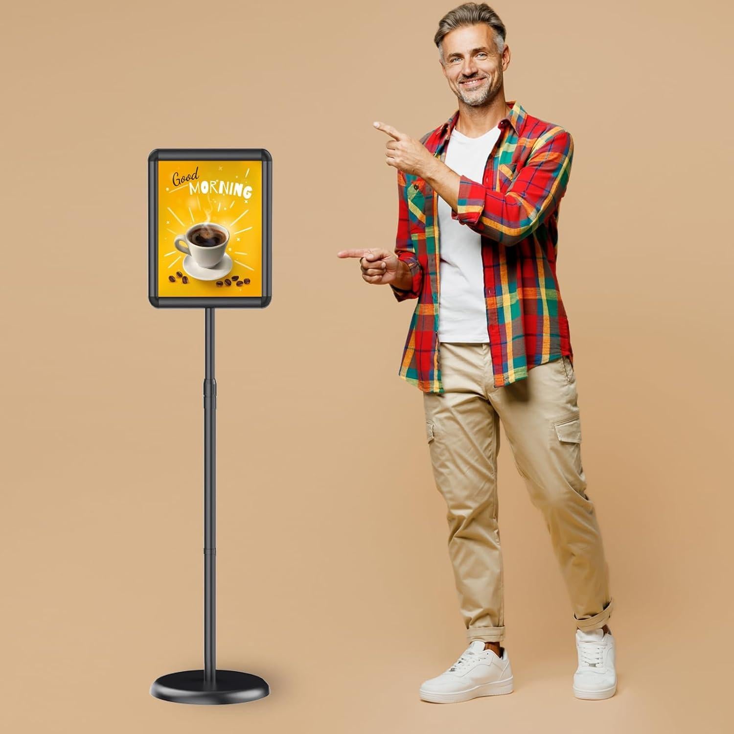 Soporte de Cartel de Piso Newzueby Ajustable 38-50" Negro