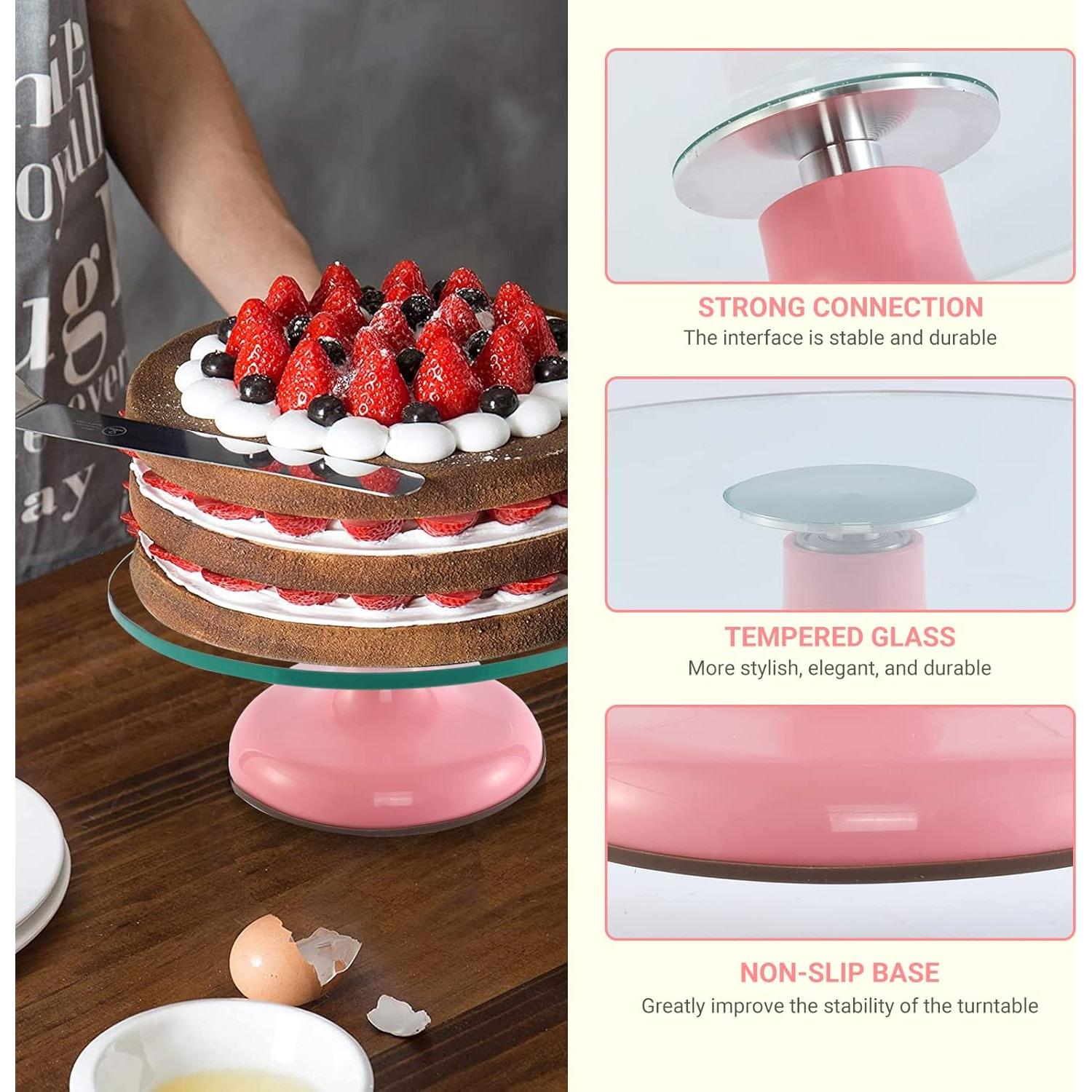 Soporte Giratorio de Pastel Distlety 30 cm Rosa Decoración