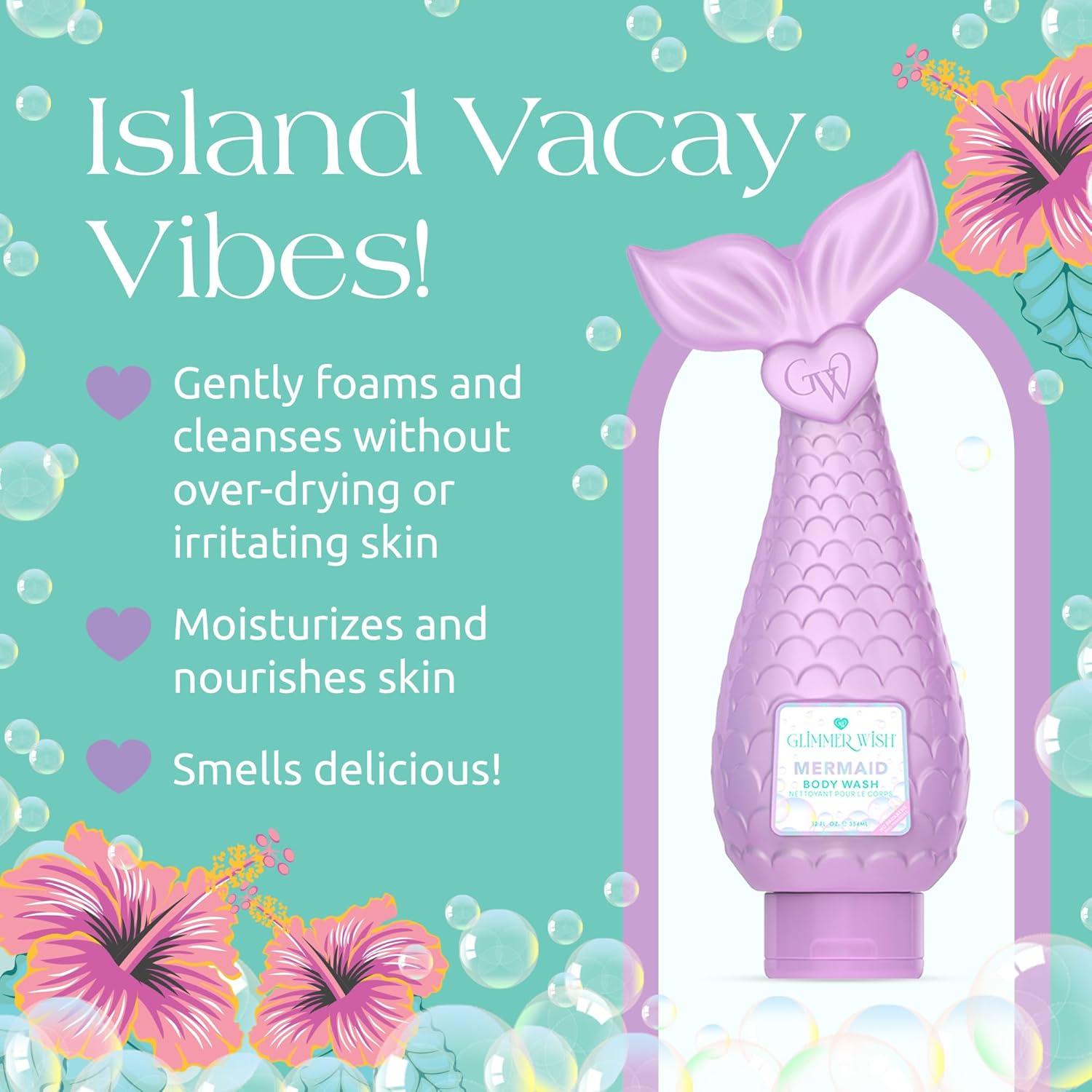Gel de Baño Glimmer Wish Sirena 354 ml Hidratante Tropical