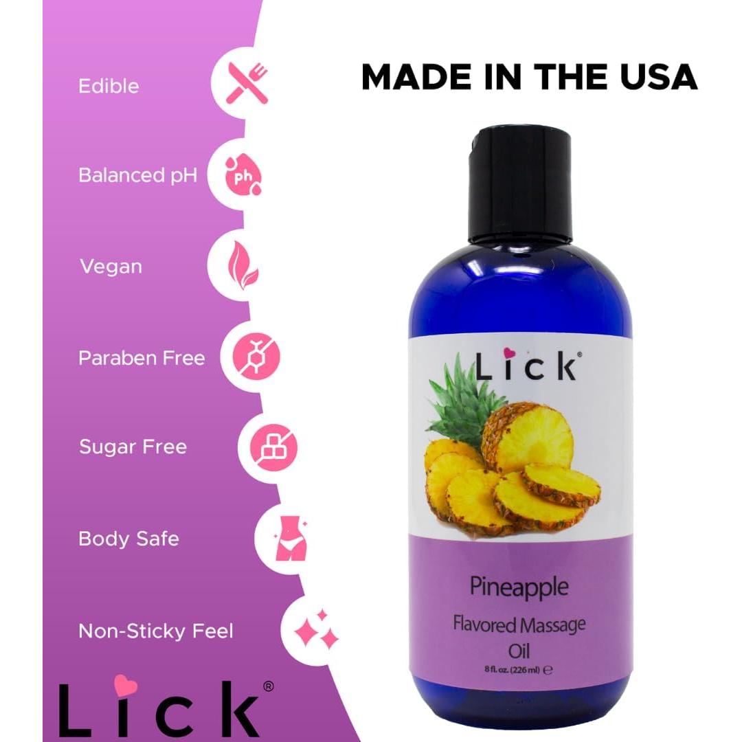 Aceite de Masaje Comestible Lick Sabor Piña 236.6 ml