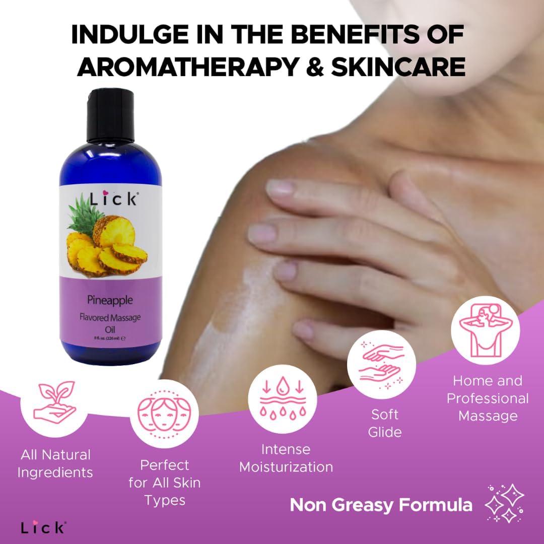 Aceite de Masaje Comestible Lick Sabor Piña 236.6 ml