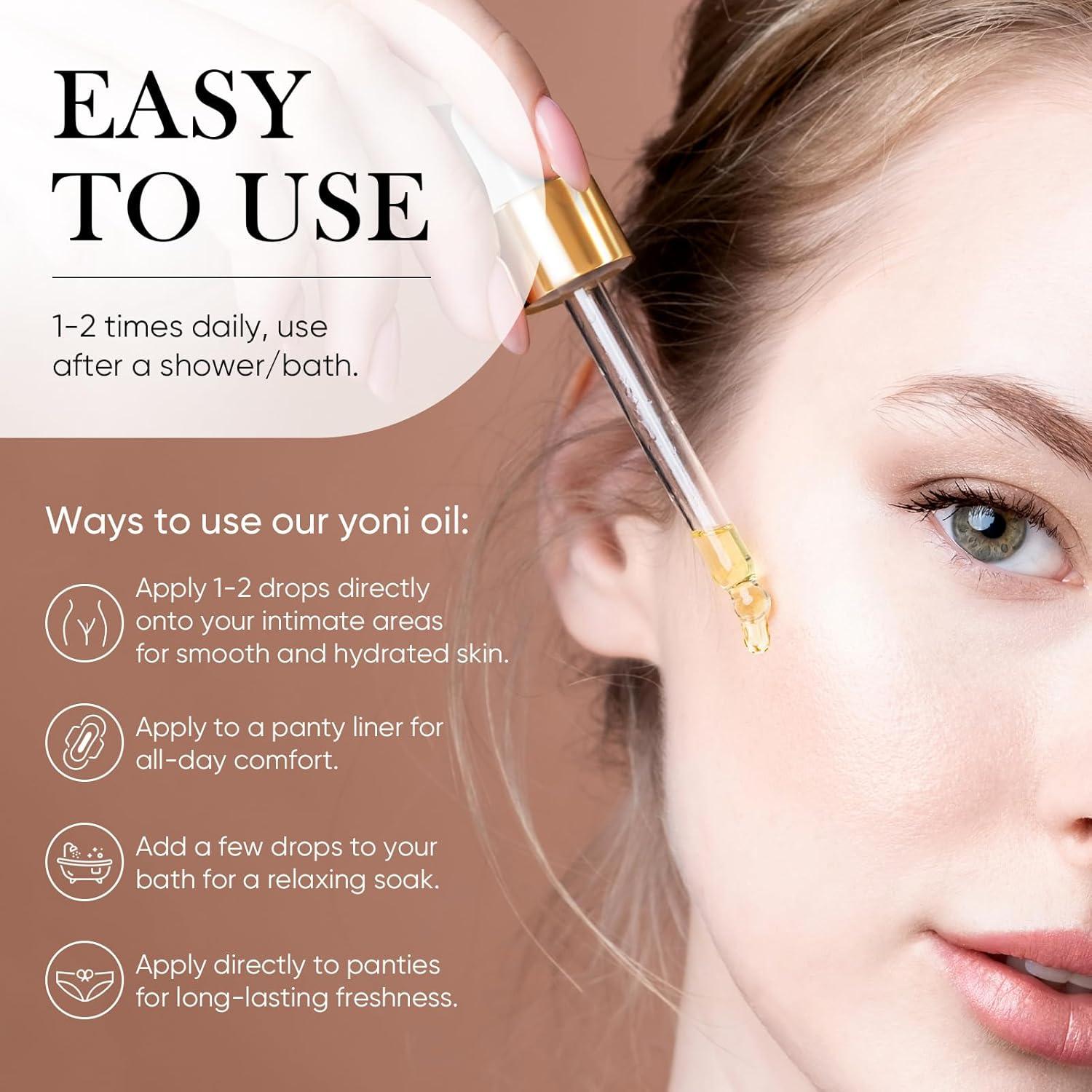 Aceite Yoni Orgánico BASSI 3PCS 29.57ml Hidratante Femenino