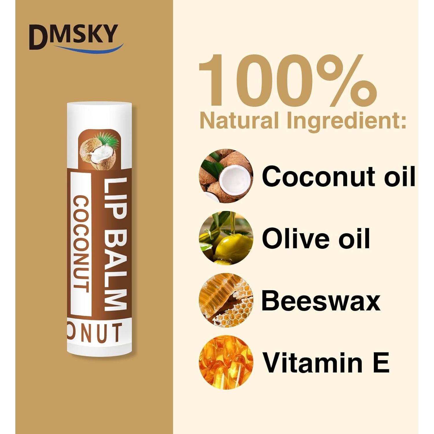 Bálsamo Labial Natural DMSKY 60 Tubos Hidratantes 12 Sabores