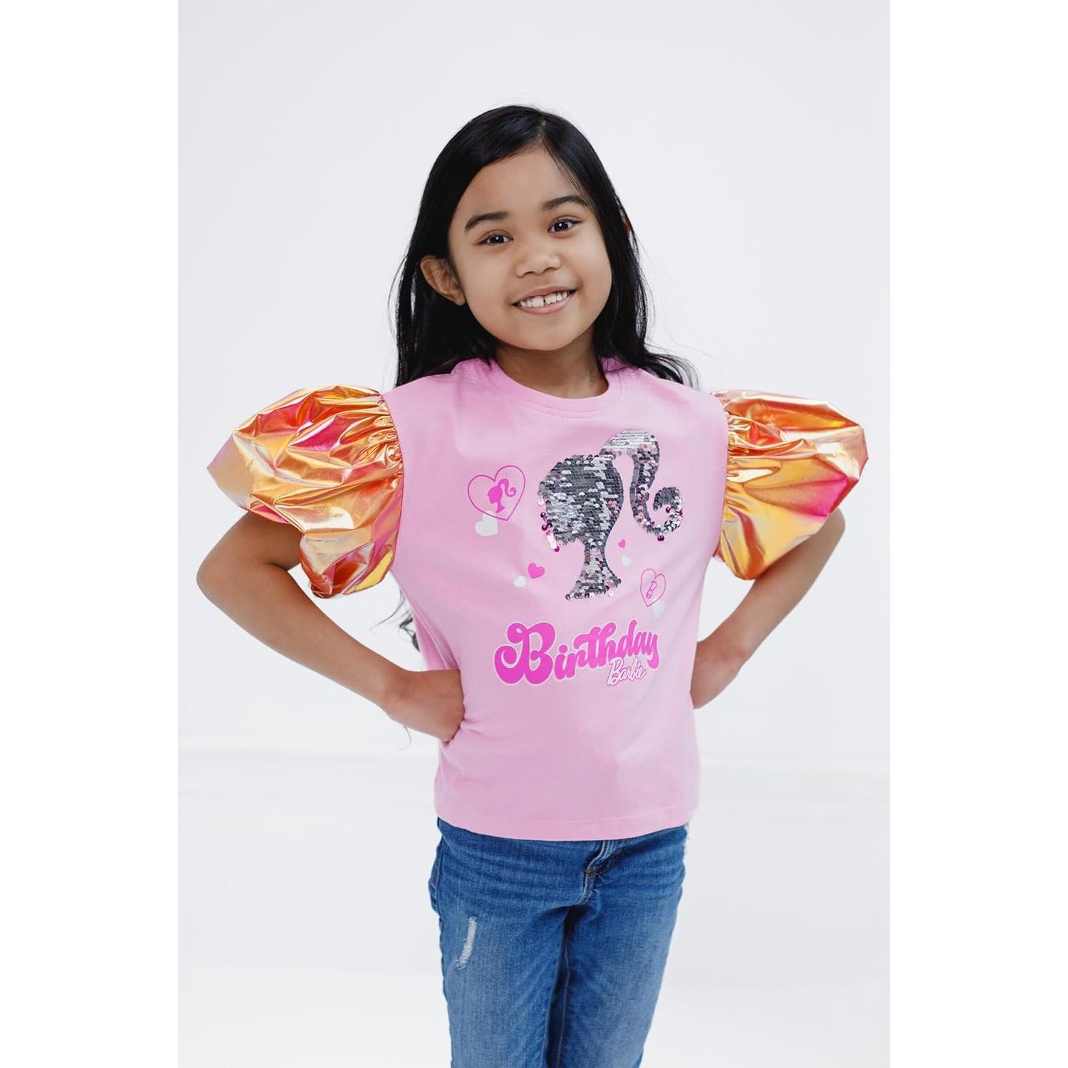 Camiseta de Cumpleaños Barbie Niñas Talla 4T Rosa