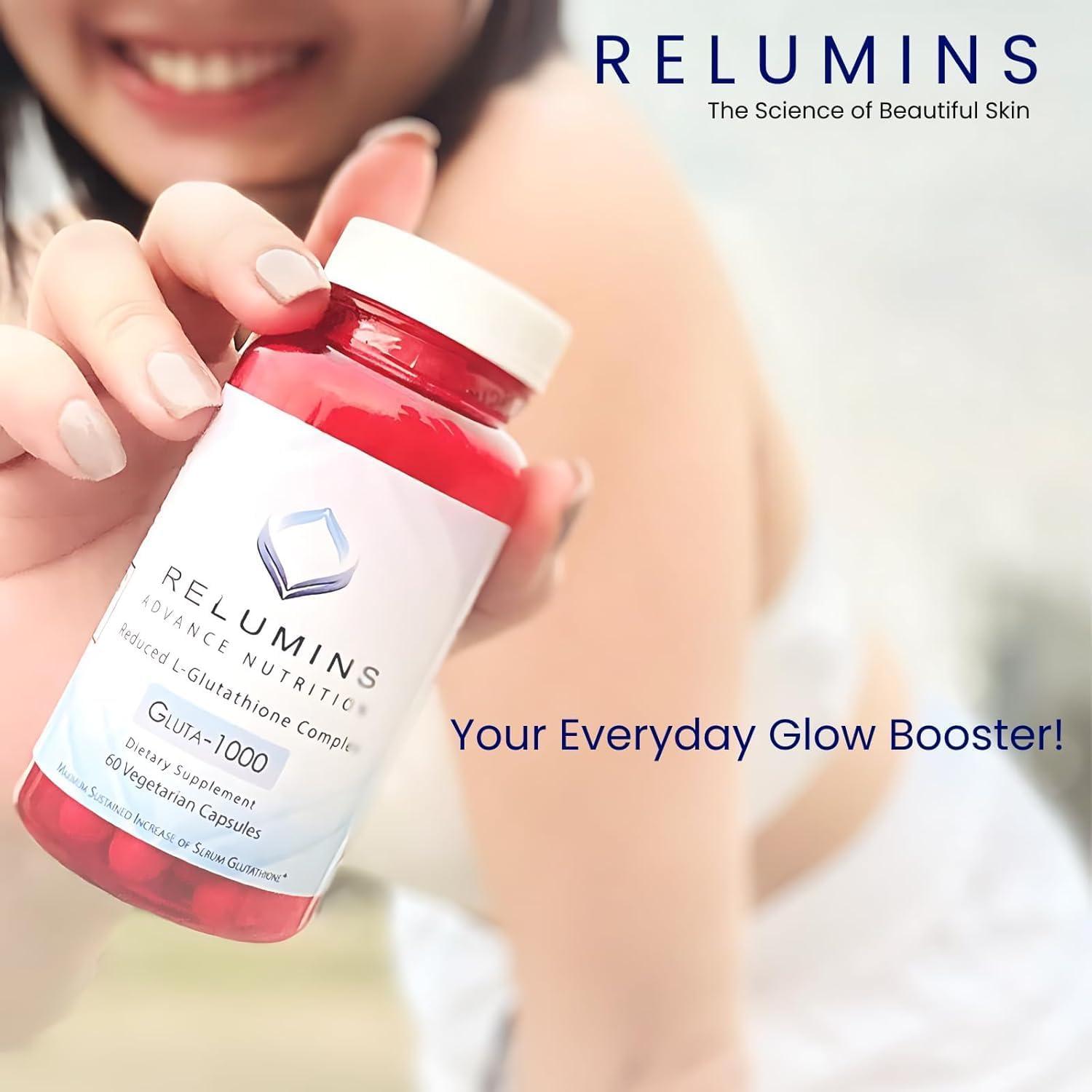 Relumins Colágeno Marino Premium Piña 10 Sobres + Glutatión 1000 Cápsulas