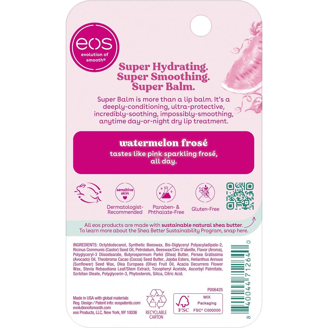 Bálsamo Labial Hidratante 24H eos Frosé de Sandía 10.4 ml