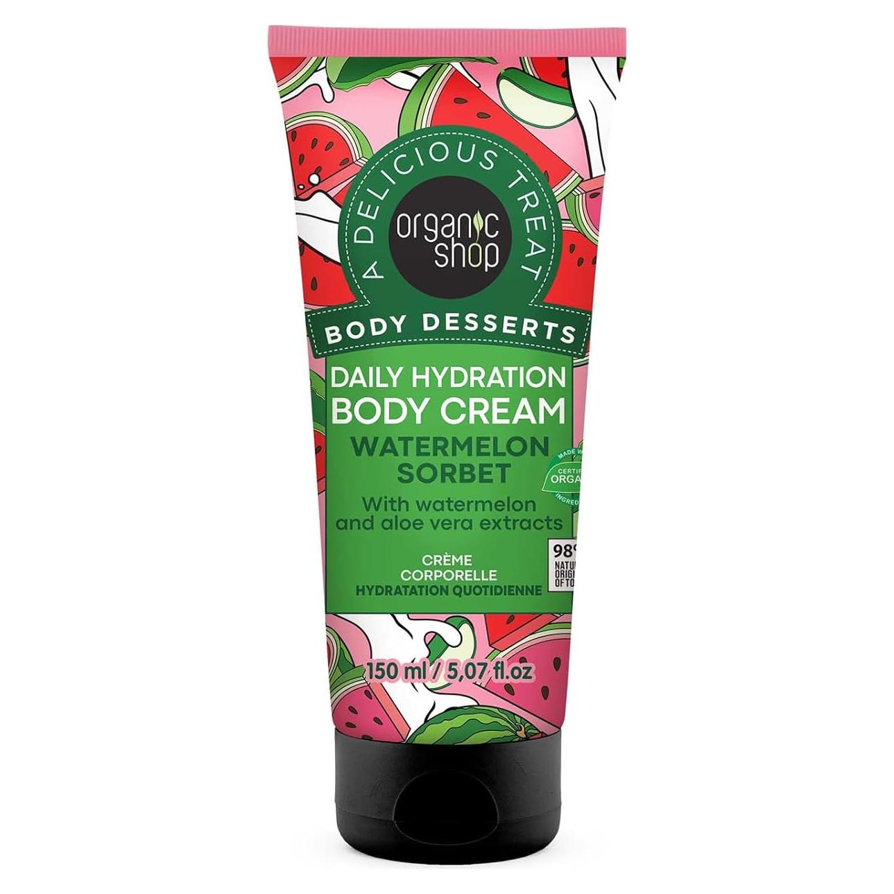 Crema Corporal Hidratante Organic Shop 150ml Aloe Vera y Sandía